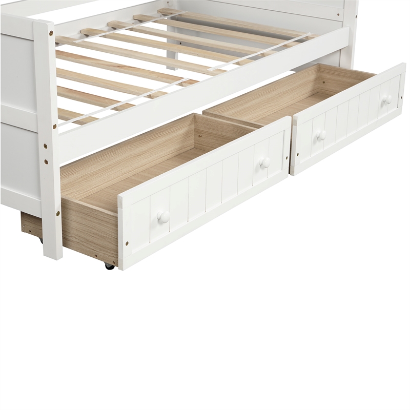 CRO Decor Twin Wooden Daybed with 2 drawers Sofa Bed (White )