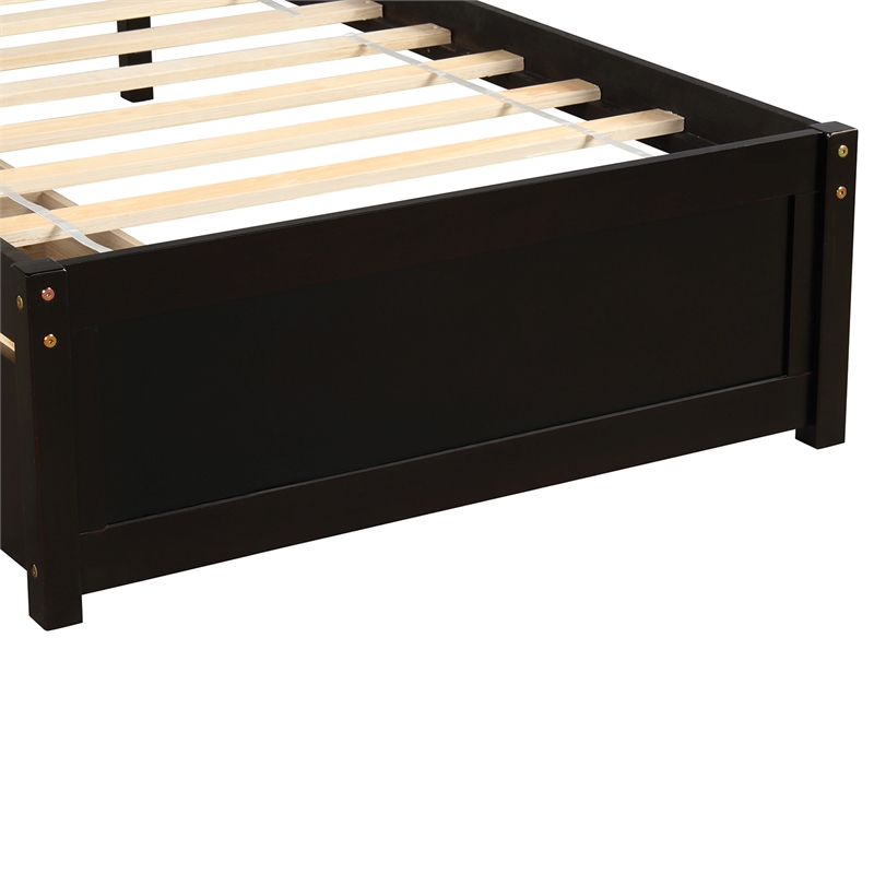 CRO Decor Twin Platform Storage Wood Bed with 2 Drawers and Headboard (Espresso)