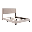 CRO Decor Queen Size Velvet Upholstered Platform Bed Box Spring Needed - Beige