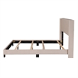 CRO Decor Queen Size Velvet Upholstered Platform Bed Box Spring Needed - Beige