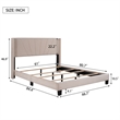 CRO Decor Queen Size Velvet Upholstered Platform Bed Box Spring Needed - Beige