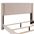 CRO Decor Queen Size Velvet Upholstered Platform Bed Box Spring Needed - Beige