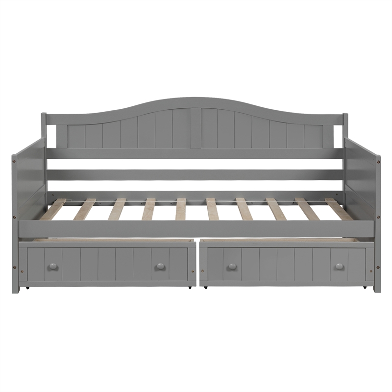 CRO Decor Twin Wooden Daybed with 2 drawers Sofa Bed (Gray)