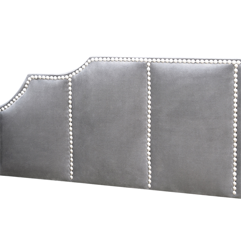 CRO Decor Twin Size Upholstered daybed with Drawers Wood Slat Support (Gray)