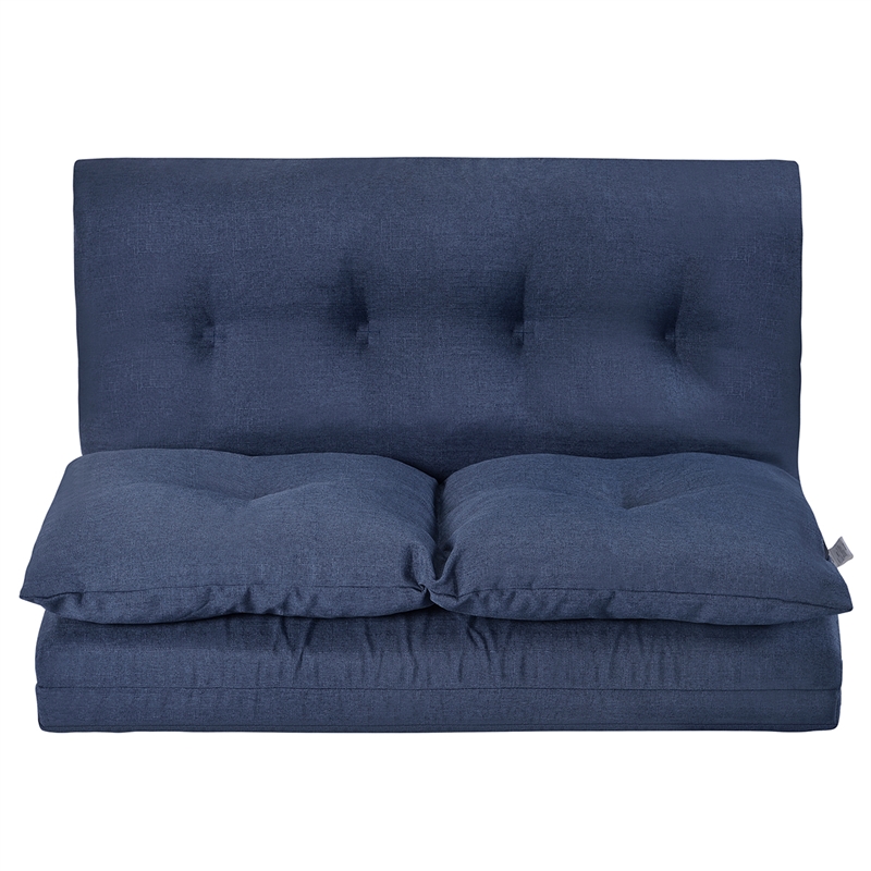 CRO Decor Floor Couch and Sofa Fabric Folding Chaise Lounge (Navy Blue)