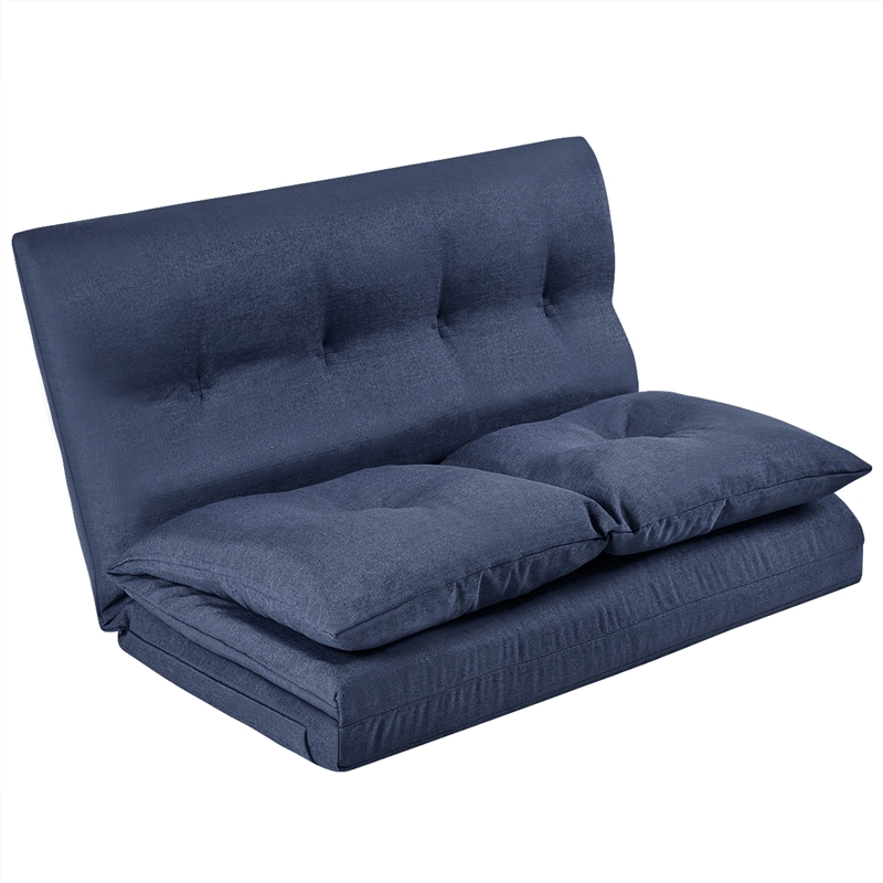 CRO Decor Floor Couch and Sofa Fabric Folding Chaise Lounge (Navy Blue)
