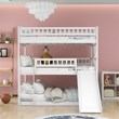 CRO Decor Full-Over-Full Triple Bed with Built-in Ladder and Slide (White)
