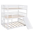 CRO Decor Full-Over-Full Triple Bed with Built-in Ladder and Slide (White)