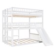 CRO Decor Full-Over-Full Triple Bed with Built-in Ladder and Slide (White)