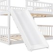 CRO Decor Full-Over-Full Triple Bed with Built-in Ladder and Slide (White)
