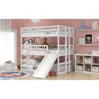 CRO Decor Full-Over-Full Triple Bed with Built-in Ladder and Slide (White)