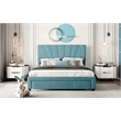 CRO Decor Queen Size Storage Bed Velvet Upholstered Platform Bed with a Drawer