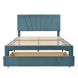 CRO Decor Queen Size Storage Bed Velvet Upholstered Platform Bed with a Drawer