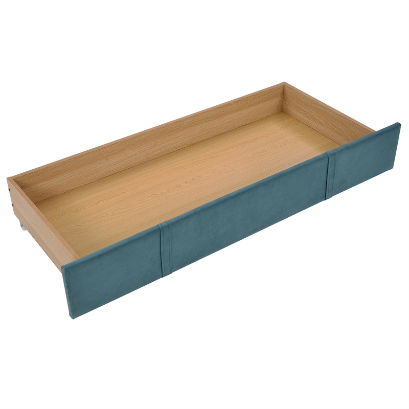 CRO Decor Queen Size Storage Bed Velvet Upholstered Platform Bed with a Drawer