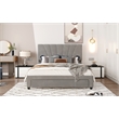 CRO Decor Queen Size Storage Bed Velvet Upholstered Platform Bed with a Drawer