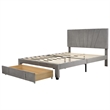 CRO Decor Queen Size Storage Bed Velvet Upholstered Platform Bed with a Drawer