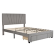 CRO Decor Queen Size Storage Bed Velvet Upholstered Platform Bed with a Drawer