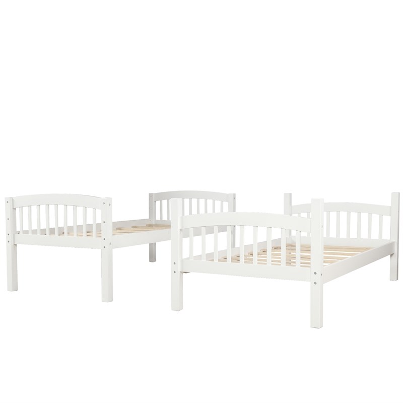 CRO Decor Wood Twin Over Twin Bunk Bed with Ladder (White)