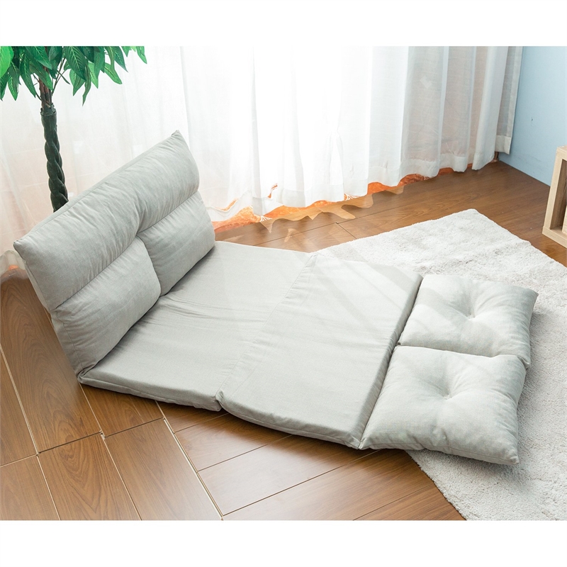 CRO Decor Fabric Folding Chaise Lounge Floor Sofa (Gray)
