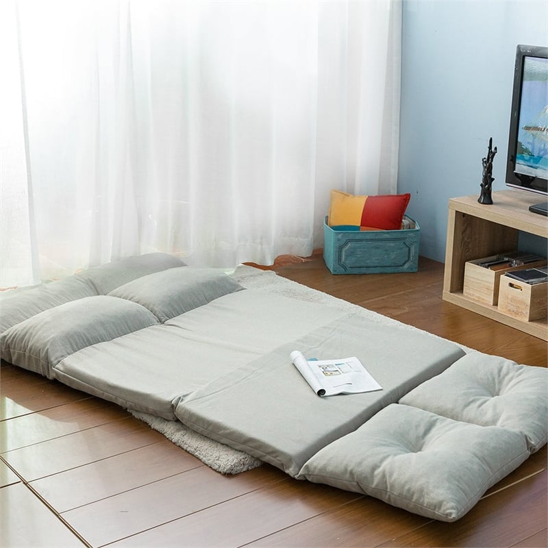 CRO Decor Fabric Folding Chaise Lounge Floor Sofa (Gray)