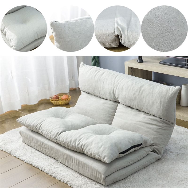CRO Decor Fabric Folding Chaise Lounge Floor Sofa (Gray)