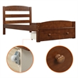 CRO Decor Wood Platform Twin Bed Frame with Storage Drawer (Walnut)
