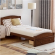 CRO Decor Wood Platform Twin Bed Frame with Storage Drawer (Walnut)