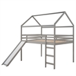 CRO Decor Full Size Loft Bed with Slide House Bed with Slide (Gray)