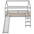 CRO Decor Full Size Loft Bed with Slide House Bed with Slide (Gray)