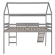 CRO Decor Full Size Loft Bed with Slide House Bed with Slide (Gray)