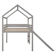 CRO Decor Full Size Loft Bed with Slide House Bed with Slide (Gray)