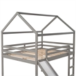 CRO Decor Full Size Loft Bed with Slide House Bed with Slide (Gray)