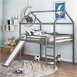 CRO Decor Full Size Loft Bed with Slide House Bed with Slide (Gray)