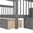 CRO Decor Stairway Full-Over-Full Bunk Bed with Drawer Storage (Gray)