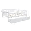 CRO Decor Full size Daybed with Two Drawers Wood Slat Support (White)
