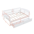 CRO Decor Full size Daybed with Two Drawers Wood Slat Support (White)