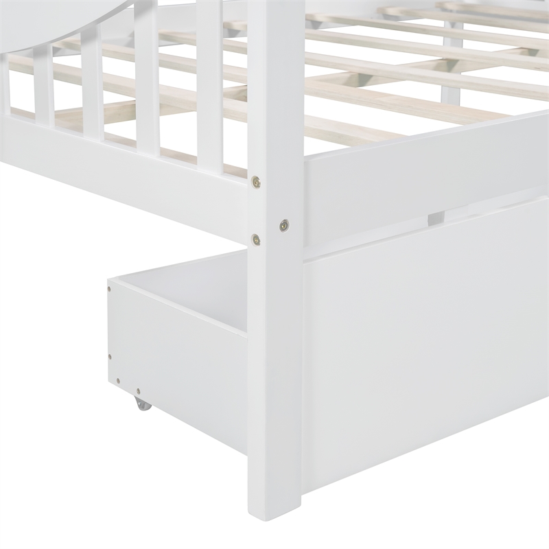 CRO Decor Full size Daybed with Two Drawers Wood Slat Support (White)