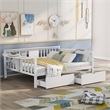 CRO Decor Full size Daybed with Two Drawers Wood Slat Support (White)