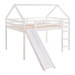CRO Decor Full Size Loft Bed with Slide House Bed with Slide (White)