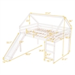 CRO Decor Full Size Loft Bed with Slide House Bed with Slide (White)