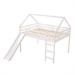 CRO Decor Full Size Loft Bed with Slide House Bed with Slide (White)