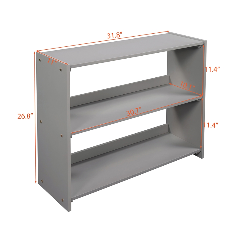 CRO Decor Low Twin Size Loft Bed with Cabinets Shelves and Slide - Gray