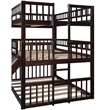 CRO Decor Full-Over-Full-Over-Full Triple Bed with Built-in Ladder and Slide