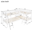 CRO Decor L-Shaped Bunk Bed with Ladder -Twin Size (White)