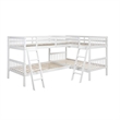 CRO Decor L-Shaped Bunk Bed with Ladder -Twin Size (White)