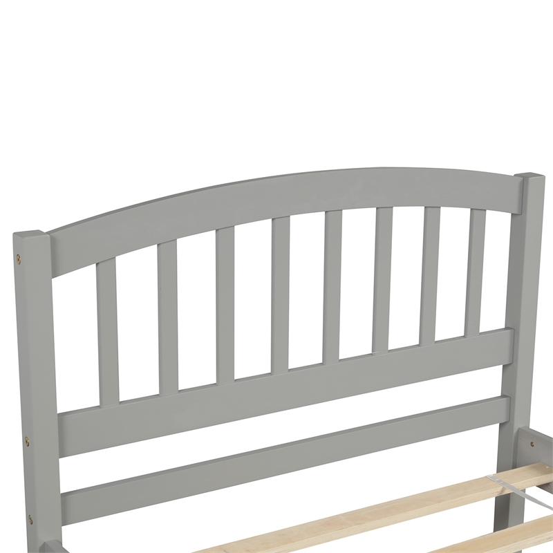 CRO Decor Twin size Platform Bed Wood Bed Frame with Trundle (Gray)