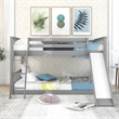 CRO Decor Full over Full Bunk Bed with Convertible Slide and Ladder (Gray)