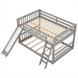 CRO Decor Full over Full Bunk Bed with Convertible Slide and Ladder (Gray)
