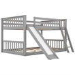 CRO Decor Full over Full Bunk Bed with Convertible Slide and Ladder (Gray)
