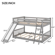 CRO Decor Full over Full Bunk Bed with Convertible Slide and Ladder (Gray)